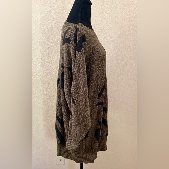 Vintage 80s or 90s Joan Geddes Brown & Black Sweater Dress One Size - Picture 5 of 14